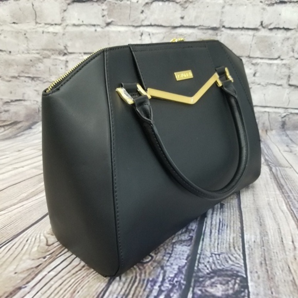 New JOY and IMAN Couture Leather Satchel and Clutch with Velvet Detail Black - Picture 3 of 6